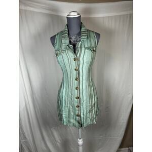 Urban Outfitters BDG SZ L Linen Button up Collar Open back Mini Shift Dress